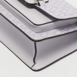 Pre Owned Michael Kors Lavander Signature Coated Canvas XS Heather Crossbody Bag