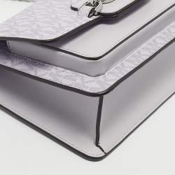 Pre Owned Michael Kors Lavander Signature Coated Canvas XS Heather Crossbody Bag