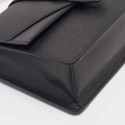 Pre Owned Michael Kors Black Leather Medium Greenwich Top Handle Bag
