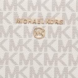 Pre Owned Michael Kors White Signature Coated Canvas Medium Marilyn Tote