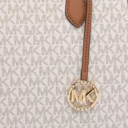 Pre Owned Michael Kors White Signature Coated Canvas Medium Marilyn Tote