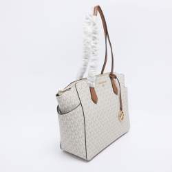 Pre Owned Michael Kors White Signature Coated Canvas Medium Marilyn Tote