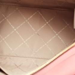 Pre Owned Michael Kors Tea Rose/Beige Signature Coated Canvas Medium Travel Duffle Bag