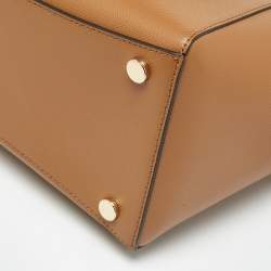 Pre Owned Michael Kors Brown Leather East West Voyager Tote