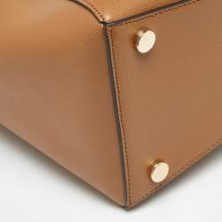 Pre Owned Michael Kors Brown Leather East West Voyager Tote