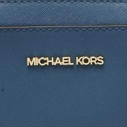 Pre Owned Michael Kors Blue Leather Large East West Jet Set Crossbody Bag