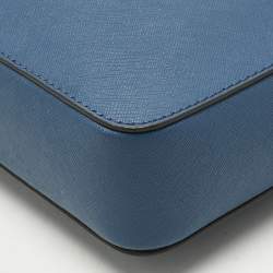 Pre Owned Michael Kors Blue Leather Large East West Jet Set Crossbody Bag