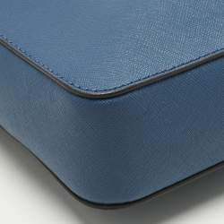 Pre Owned Michael Kors Blue Leather Large East West Jet Set Crossbody Bag