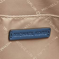 Pre Owned Michael Kors Blue Leather Large East West Jet Set Crossbody Bag