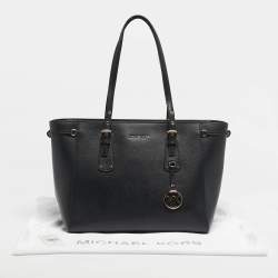 Pre Owned Michael Kors Black Leather Medium Voyager Tote