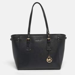 Pre Owned Michael Kors Black Leather Medium Voyager Tote