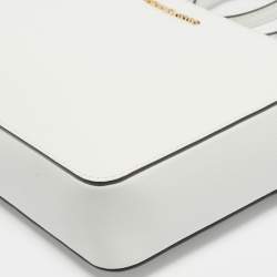 Pre Owned Michael Kors White Leather Large East West Jet Set Crossbody Bag