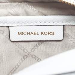 Pre Owned Michael Kors White Leather Large East West Jet Set Crossbody Bag