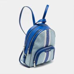 Pre Owned Michael Kors Blue Signature Coated Canvas and Leather Jaycee Backpack