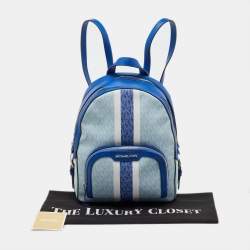 Pre Owned Michael Kors Blue Signature Coated Canvas and Leather Jaycee Backpack