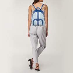 Pre Owned Michael Kors Blue Signature Coated Canvas and Leather Jaycee Backpack