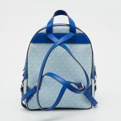 Pre Owned Michael Kors Blue Signature Coated Canvas and Leather Jaycee Backpack