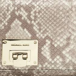 Pre Owned Michael Kors Cocoa Python Embossed Leather Carryall Wallet