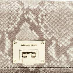 Pre Owned Michael Kors Cocoa Python Embossed Leather Carryall Wallet