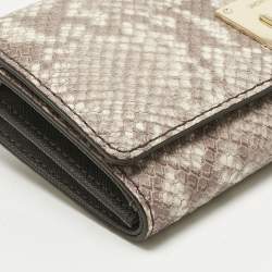 Pre Owned Michael Kors Cocoa Python Embossed Leather Carryall Wallet