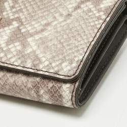 Pre Owned Michael Kors Cocoa Python Embossed Leather Carryall Wallet