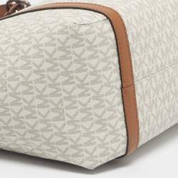 Pre Owned Michael Kors Vanilla/Brown Signature Coated Canvas Large Sullivan Tote