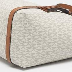 Pre Owned Michael Kors Vanilla/Brown Signature Coated Canvas Large Sullivan Tote