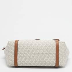 Pre Owned Michael Kors Vanilla/Brown Signature Coated Canvas Large Sullivan Tote