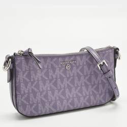 Pre Owned Michael Kors Lilac Signature Coated Canvas and Leather Jet Set Charm Crossbody Bag