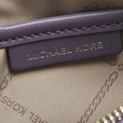 Pre Owned Michael Kors Lilac Signature Coated Canvas and Leather Jet Set Charm Crossbody Bag