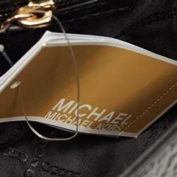 Pre Owned Michael Kors Black Croc Embossed Leather Medium Parker Convertible Pochette Shoulder Bag
