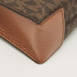 Pre Owned Michael Kors Two Tone Brown Signature Coated Canvas XS Mercer Tote