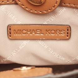 Pre Owned Michael Kors Two Tone Brown Signature Coated Canvas XS Mercer Tote
