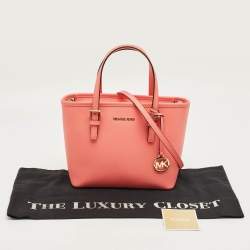 Pre Owned Michael Kors Grapefruit Leather Extra-Small Jet Set Travel Tote