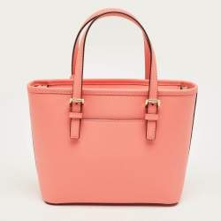 Pre Owned Michael Kors Grapefruit Leather Extra-Small Jet Set Travel Tote