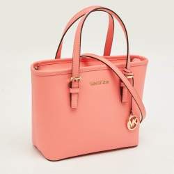 Pre Owned Michael Kors Grapefruit Leather Extra-Small Jet Set Travel Tote