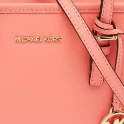 Pre Owned Michael Kors Grapefruit Leather Extra-Small Jet Set Travel Tote