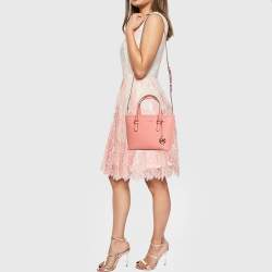 Pre Owned Michael Kors Grapefruit Leather Extra-Small Jet Set Travel Tote