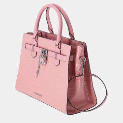 Pre Owned Michael Kors Textured Pink Leather Tote Bag