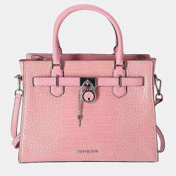 Pre Owned Michael Kors Textured Pink Leather Tote Bag