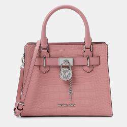 Pre Owned Michael Kors Textured Pink Leather Crossbody Bag