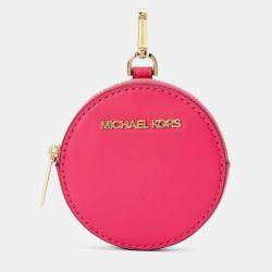 Pre Owned Michael Kors Palm Jacquard Pink Leather Crossbody Bag