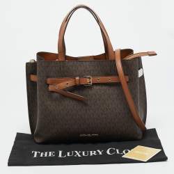 مملوكة مسبقًا Michael Kors Emilia Large Brown Signature Coated Canvas Satchel