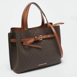 مملوكة مسبقًا Michael Kors Emilia Large Brown Signature Coated Canvas Satchel