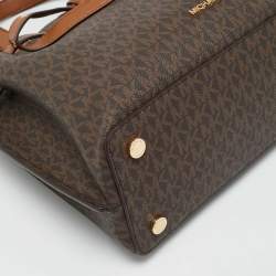 مملوكة مسبقًا Michael Kors Emilia Large Brown Signature Coated Canvas Satchel