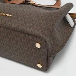 مملوكة مسبقًا Michael Kors Emilia Large Brown Signature Coated Canvas Satchel