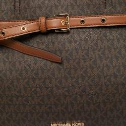 مملوكة مسبقًا Michael Kors Emilia Large Brown Signature Coated Canvas Satchel