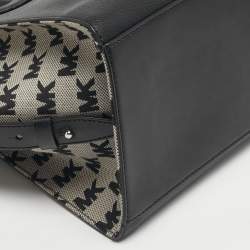 Pre Owned Michael Kors Avril Large Black Canvas and Leather Tote