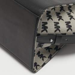 Pre Owned Michael Kors Avril Large Black Canvas and Leather Tote