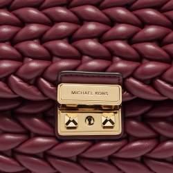 مملوكة مسبقًا Michael Kors Tribeca Burgundy Braided Leather Shoulder Bag